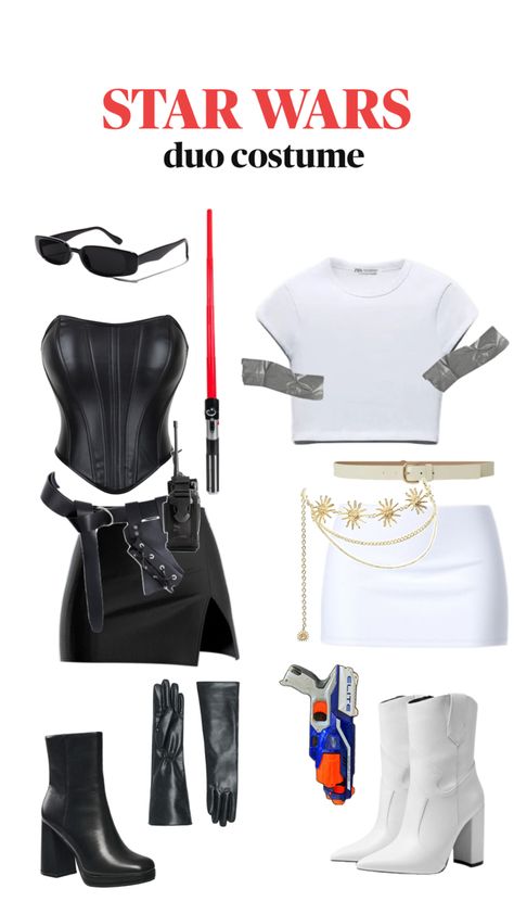 star wars duo costume aesthetic halloween outfit for duos easy cute college party princess leia darth vader padme anakin for girls Darth Vader Padme, Vader Padme, Star Wars Fashion Inspired Outfits, Costume Aesthetic Halloween, Darth Vader Girl, Anakin Costume, Darth Vader Halloween Costume, Padme Anakin, Star Wars Inspired Outfits