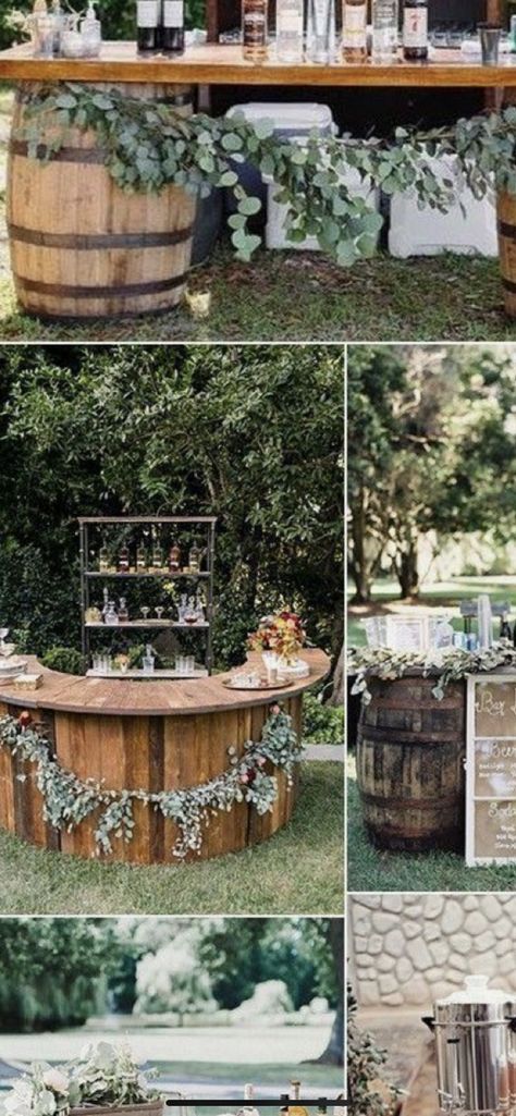 Wedding Drink Station Ideas, Drink Station Ideas, Fall Wedding Drinks, Bar En Plein Air, Wedding Drink Bar, Wedding Drink Station, Marriage Day, Drink Bar, Rustic Fall Wedding