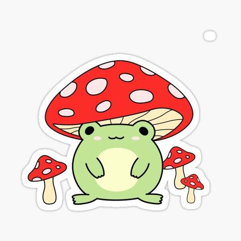 cute Frog Drawing Mushroom, Cute Frog Drawing, Frog Drawing, Mushroom Hat, Cute Frog, Frogs, So Cute