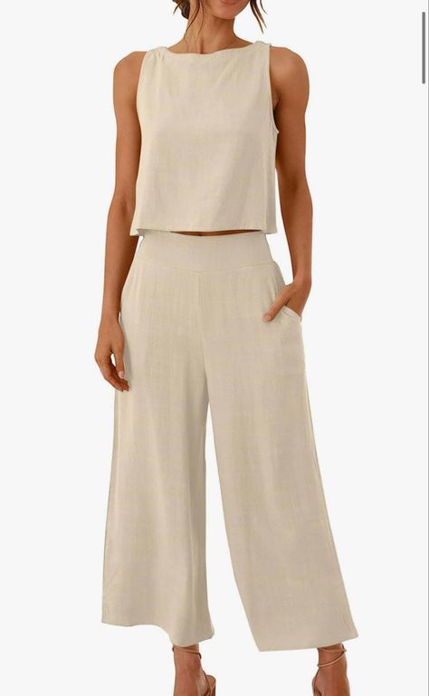 https://amzn.to/436BXCU Tank Tops Outfits, Outfits 20s, Kids Fashion Wear, Wide Leg Pant Suit, Mens Fashion Wear, Cropped Wide Leg Pants, Cotton Trousers, Linnet, Linen Style