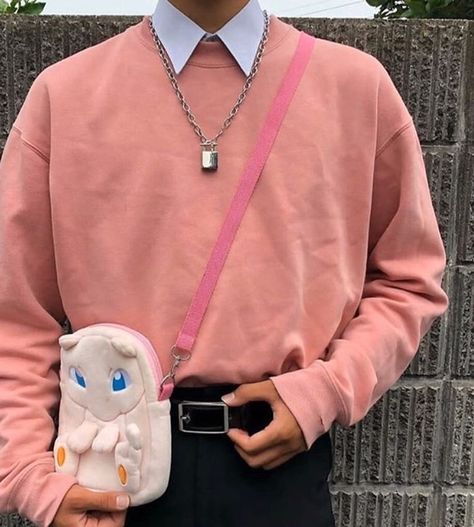 Pastel Outfit Ideas Men, Pink Aesthetic Men, Mens Valentines Outfit, Valentines Outfits For Men, Kawaii Clothes Men, Pink Outfit Ideas Men, Soft Pink Outfits Men, Pink Nonbinary Outfit, Valentine Outfits Men