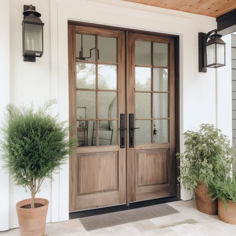 Fall 2023 LookBook – Timber & Hutch Light Wood French Doors, Thermatru Doors, Double Exterior Doors Front Entry, Wood Double Front Door, Double Wood Front Doors, Outdoor French Doors, Home Ideas Exterior, Exterior French Doors, Oak French Doors