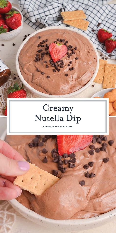 Nutella Dip Recipes, Nutella Fruit Dip, Salty Snack Recipes, Nutella Dip, Nutella Recipes Easy, Mouthwatering Desserts, Chocolate Rice Krispie Treats, Peanut Butter Dip, Dessert Dip