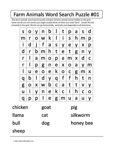 Farm Animals Word Search 1 Cute Farm Animals, Problem Solving Strategies, Kids App, Critical Thinking Skills, Word List, Thinking Skills, Puzzles For Kids, Some Words, Vocabulary Words