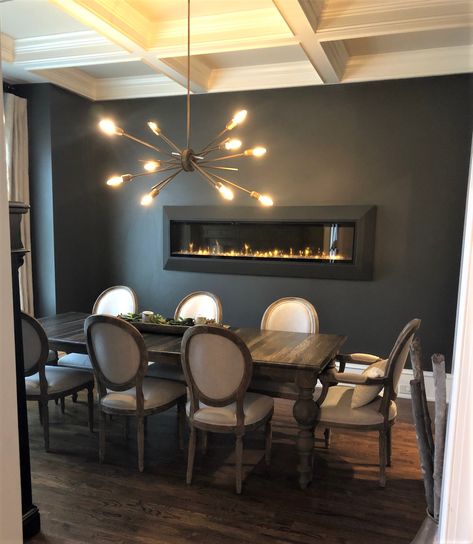 Tricorn Black Sherwin Williams Dining Room, Urbane Bronze Sherwin Williams Dining Room, Charcoal Accent Wall Dining Room, Urbane Bronze Accent Wall Living Room, Urbane Bronze Ceiling, Iron Ore Dining Room, Urbane Bronze Dining Room, Urbane Bronze Living Room, Urbane Bronze Kitchen