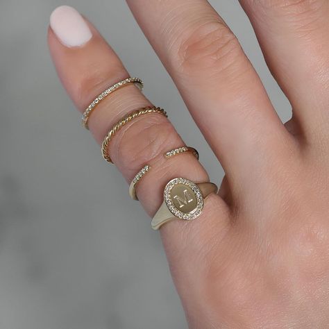 We’re ringing in the weekend✨✨✨” • Sep 18, 2020 at 6:41pm UT Pinky Rings For Women, Pinky Signet Ring, Gold Pinky Ring, Signet Rings Women, It Day, New Obsession, Luxe Jewelry, Diamond Frame, Pave Ring