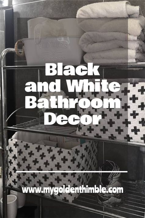 Black And White Bathroom Decor, Black And White Towels, Black And White Bathroom, Black White Bathrooms, White Bathroom Decor, Cozy Throw Pillows, Cute Curtains, White Bathroom Tiles, Diy Toilet