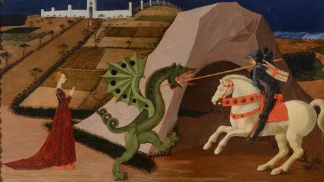 Parigi, restaurato il San Giorgio di Paolo Uccello - La Stampa St George Dragon, Dragon Battle, Battle Art, City Of God, Jan Van Eyck, Saint George's, Art Et Illustration, Art Print Poster, Art And Illustration