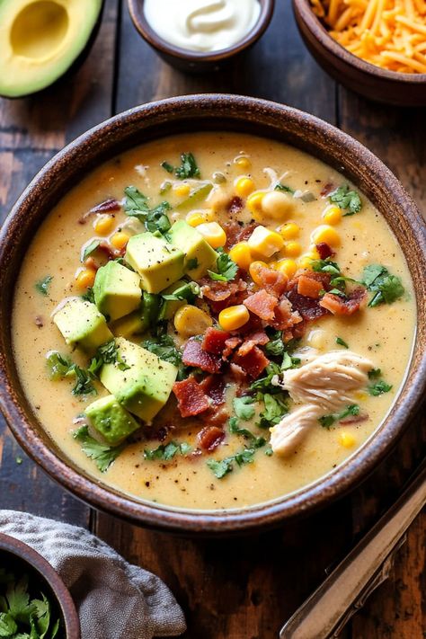 White Chicken Chili Corn Chowder Chili Corn Chowder, Corn Chowder Healthy, Chicken Corn Chowder, Chicken Corn, Homemade Cornbread, Canned Corn, White Chicken Chili, Corn Chowder, Chowder Recipes