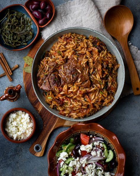 Slow cooked beef with risoni – Greek giouvetsi - My Family's Food Diary Greek Giouvetsi, Greek Beef Stew, Greek Goodness, Greek Beef, Bowls Recipes, Tender Meat, Egg Custard, Slow Cooked Beef, Healthy Bowls