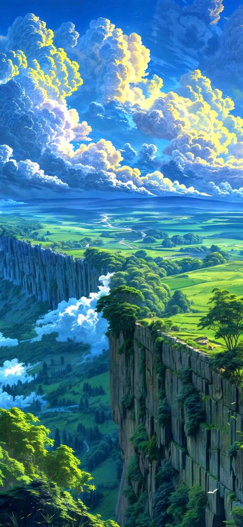 Anime Landscape, Dreamy Landscapes, Image Nature, Fantasy Places, Art Wallpaper Iphone, Beautiful Landscape Wallpaper, Fantasy Art Landscapes, Landscape Illustration, 판타지 아트