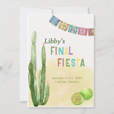 Final Fiesta Bachelorette Invitation Itinerary  Zazzle Beachy Bachelorette Party, Final Fiesta Bachelorette, Mexico Bachelorette, Tropical Bachelorette, Bachelorette Invitation, Bachelorette Invitations, Bachelorette Party Invitations, Cancun, Bachelorette Party