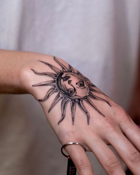 Sun Hand Tattoo, Simple Sun Tattoo, Sunrise Tattoo, Our Mindful Life, Ring Finger Tattoos, Landscape Tattoo, Elbow Tattoos, Sun Tattoos, Hand Tattoos For Women