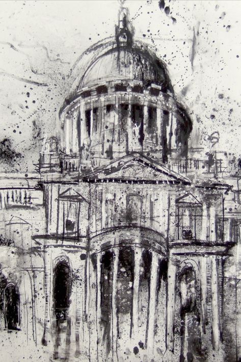 Art Story artist collaborator Tim Steward charcoal drawing St Pauls Cathedral London. Urban Architecture Drawing, Places And Spaces Artists, Places And Space Art Gcse, Buildings Gcse Art, Architecture Artists Gcse, Alevel Sketchbook Art Architecture, Abstract Architecture Art, Architecture Gcse Art, Spaces And Places Art Gcse