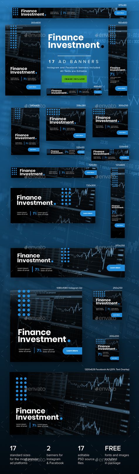 Finance Investment Ad Banners Finance Banner Design, Investment Design Poster, Adwords Banner, Mobile Banner, Portfolio Examples, Instagram Banner, Digital Campaign, Facebook Banner, Web Banners