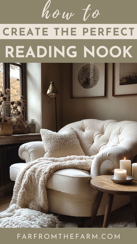 How to Create the Perfect Reading Nook Cozy Decor Ideas, Reading Nook Chair, Comfy Reading Chair, Comfy Seating, Warm Lighting, Reading Chair, Reading Corner, Cozy Decor, Reading Room