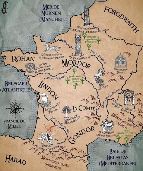 Middle Earth Map, Tolkien Art, Lotr Art, Fantasy Maps, Chateau France, France Map, Orlando Bloom, Fantasy Map, World Of Books