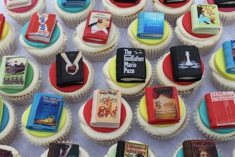 Book cover cupcakes from Victoria’s Kitchen in West London | 25 Nerdy Gifts For English Majors Book Cupcakes, Book Cakes, Book Birthday, Torte Cupcake, Themed Food, Krispy Kreme, Fondant Figures, Cake Gallery, Cupcake Cake