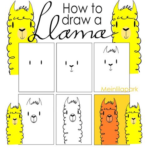 How To Draw A Lama, How To Draw Llama, How To Draw A Llama, Drawings Of Foxes, Peruvian Artwork, Llama Drawing, Llama Art, Llama Arts, Free Printable Planner