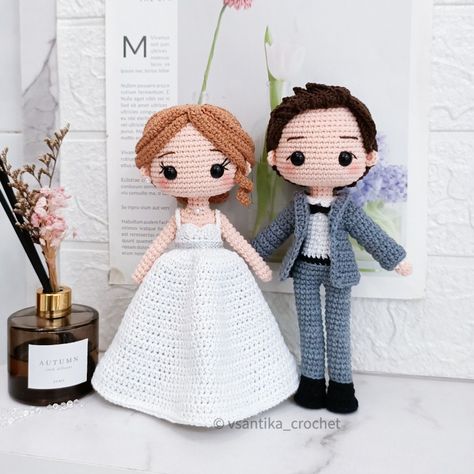 AVA and ADRIAN CROCHET PATTERN - vsantika's Ko-fi Shop - Ko-fi ❤️ Where creators get support from fans through donations, memberships, shop sales and more! The original 'Buy Me a Coffee' Page. Crochet Garden, Crochet Princess, Wedding Doll, Crochet Wedding, Crochet Shop, Bride Dolls, Embroidery Craft, Crochet Techniques, Crochet Dolls