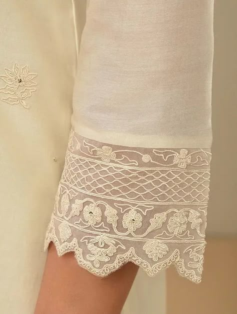 Plain Suits, Wedding Suit Ideas, Dori Embroidery, Fashion Week Looks, Zara Shahjahan, Embroidery Kurta, Dori Work, Kurti Sleeves, Kurti Sleeves Design