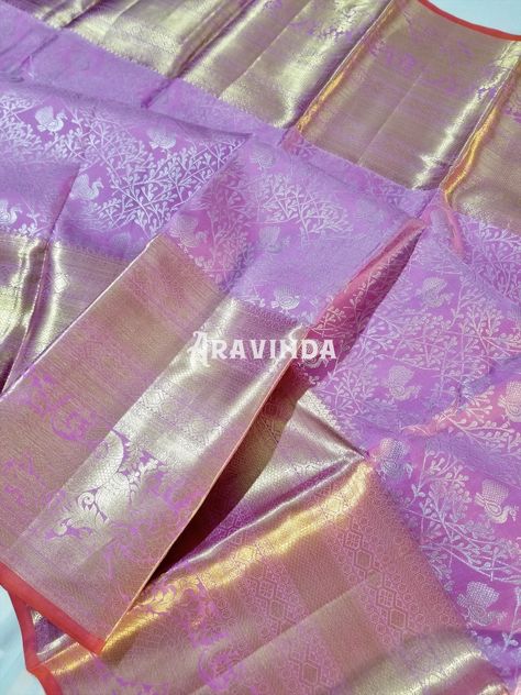 Lilac Sarees, Lilac Pattu Saree, Srimantham Sarees, Engagement Board, South Indian Bride Saree, Bride Saree, Lavender Colour, Saree Kanchipuram, Bridal Sarees South Indian