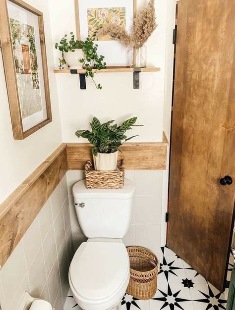 Modern Boho Bathroom, Boho Bathroom Ideas, Cozy Bathroom, Bohemian Bathroom, Boho Bathroom Decor, Toilet Room, Tiny Bathrooms, Downstairs Bathroom, Boho Bathroom