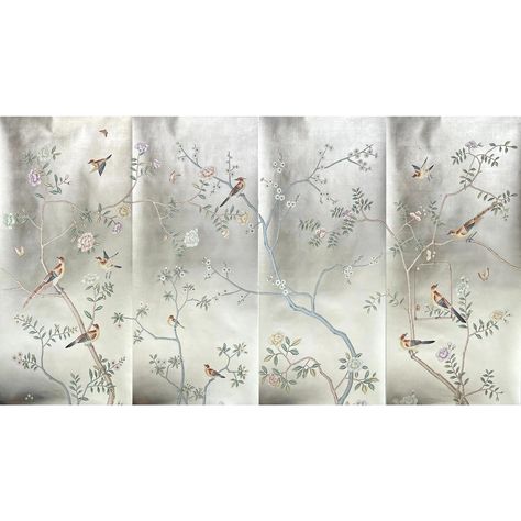 Silver Chinoiserie Wallpaper, Chinoserie Wallpaper, Modern Chinoiserie Wallpaper, Chinoiserie Wall Panels, Chinoiserie Panel, Gournay Wallpaper, De Gournay Wallpaper, Chinoiserie Mural, Modern Chinoiserie