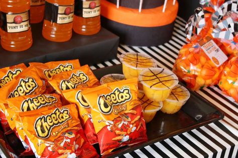 Basketball Gym Birthday Party, Orange Themed Food Ideas, Basketball Theme Birthday Party Food, Basketball Pool Party Ideas, Phoenix Suns Birthday Party, Basketball 3rd Birthday Party, Basketball Birthday Party Games, Toddler Basketball Birthday Party, Girls Basketball Birthday Party