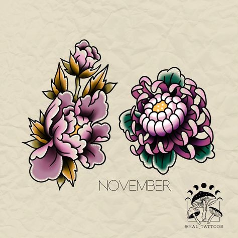 🌼🌸 BIRTH FLOWER FLASH DESIGNS 🌸🌼 Hey folks! Mallory here, bringing back some of your favorite birth flower traditional tattoo flash designs! 🌺💐 Ever wanted to carry around a piece of nature without the pesky watering? Now’s your chance! For just $50 to book, you can have a gorgeous flower that’ll never wilt (unless you forget sunscreen 😅). These beauties are repeatable, so bring your friends, your mom, or anyone who loves a good floral tattoo! 🌻 DM to book and let’s get you inked up with s... Veterans Day Tattoo Flash, Soft Color Tattoo, Traditional Birth Flower Tattoo, Flower Tattoo Styles, Tattoo Flowers Color, Flower Tattoos With Color, American Trad Flower, Traditional Flower Tattoo Design, Traditional Tattoos Flower