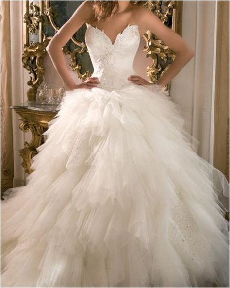 Swan Princess inspired wedding gown Ian Stuart, Glam Wedding Dress, Celebrity Bride, Michael Cinco, Celebrity Wedding Dresses, Ruffle Wedding Dress, White Wedding Dress, Bridal Dress Design, A Wedding Dress