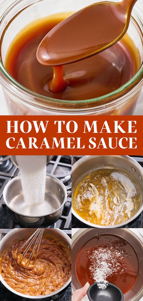 How to Make Caramel Sauce WITHOUT a candy thermometer! Takes just 15 minutes and is SO much better than store-bought. Step-by-step instructions and baking tips included to help you learn how to make the perfect homemade caramel recipe. #caramel #caramelsauce Homemade Caramel Recipe, Make Caramel Sauce, Ultimate Cookie Recipe, Homemade Caramel Recipes, Caramel Sauce Recipe, Caramel Dessert Recipes, Homemade Salted Caramel, Caramel Recipe, Easy Sweets