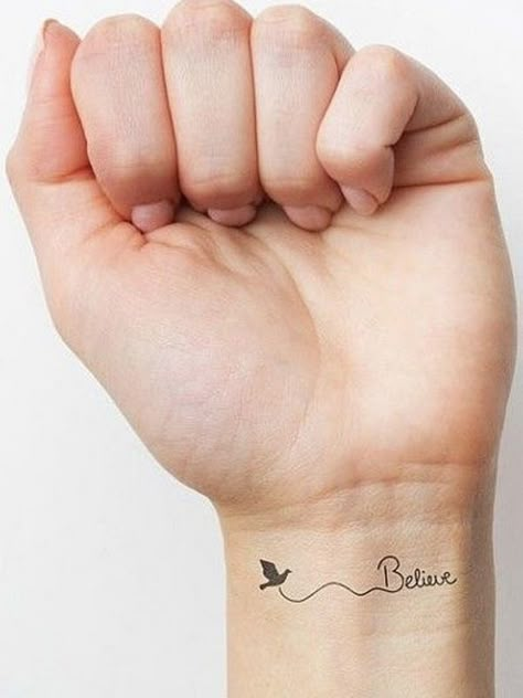 Meaningful Word Tattoos, Tattoo Journal, Tattoos For Women Small Meaningful, Believe Tattoos, Tato Henna, Meaningful Tattoos For Women, Inspiration Tattoos, Small Meaningful Tattoos, Small Wrist Tattoos