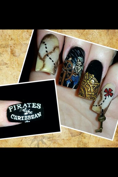 Pirate Nails, Nautical Nail Art, Nautical Nails, Skull Nails, Nail Art Disney, Pretty Nail Art Designs, Disney Nails, Pretty Nail Art, Nail Art Galleries