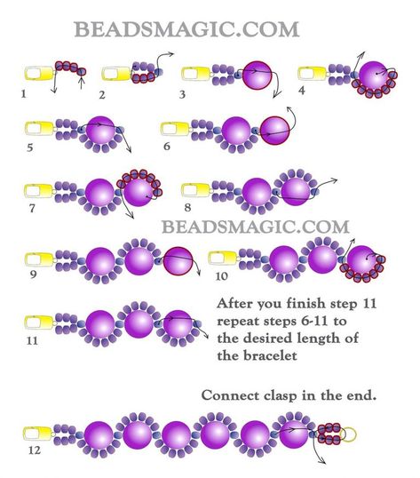 Free bead pattern for bracelet Taffy | Beads Magic Bracelet Patterns For Beginners, Beading Styles, Seed Bead Jewelry Tutorials, Bead Bracelet Patterns, Jewelry Tutorials Free, Seed Bead Patterns Free, Free Beading Tutorials, Beads Magic, Seed Bead Bracelet Patterns