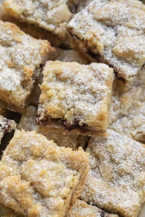 The Best Shortbread Cookie Crumble Bars! - Sugar and Charm Simple Cookie Bar Recipes, Recipes With Shortbread Cookies, Best Bar Desserts, Shortbread Bars With Jam, Quick Cookie Bar Recipes, Shortbread Jam Bars, Thick Cookie Bars, Recipes With Shortbread Crust, Cookie Bar Recipes Easy