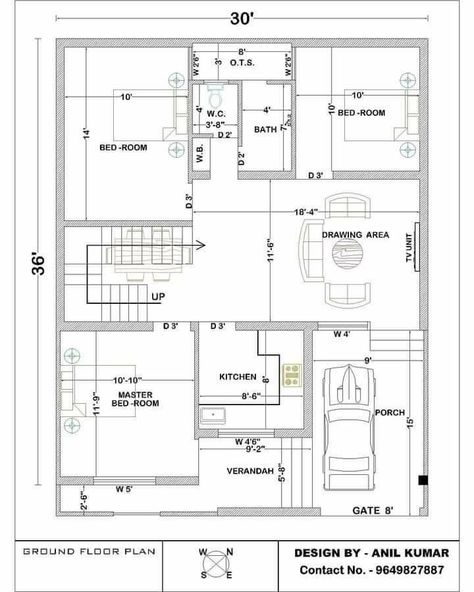 30x50 House Plans, 20x30 House Plans, Square House Plans, 20x40 House Plans, 30x40 House Plans, House Plan Design, Square House, Duplex Floor Plans, 2bhk House Plan