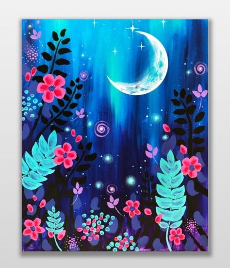 Glow Paint, Acrylic Painting Ideas, Hippie Painting, Canvas Painting Tutorials, Canvas Paint, Paint Night, Canvas Painting Designs, Flower Paintings, Painting Inspo