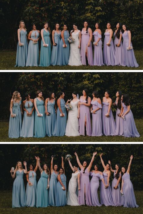 Different Shades Of Lavender Bridesmaids, Purple Themed Wedding Ideas Bridesmaid Dresses, Lilac And Turquoise Wedding, Lilac Blue Wedding Theme, Purple And Sky Blue Wedding, Pastel Blue And Purple Bridesmaid Dresses, Pastel Blue And Lilac Wedding, Pastel Blue And Purple Wedding Theme, Bridesmaid Dresses Pastel Purple