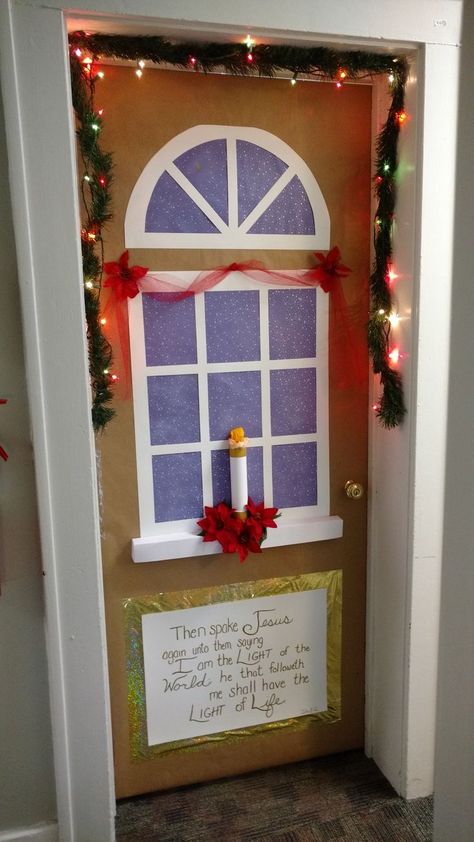 2019 Christmas door decoration Christmas Door Decorating Contest School With Window, Christmas Classroom Door With Window, Classroom Window Christmas Decorations, Christmas Office Door Decorations, Diy Christmas Door Decorations, Classroom Window, Classroom Christmas Decorations, Diy Christmas Door, Christmas Door Decorating Contest