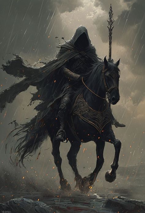 Mysterious Dark Fantasy Cloaked Rider on Horse Art Poster - Playground Horse Art, Dark Fantasy, Art Poster, Poster Art, Custom Design, Horses, Art