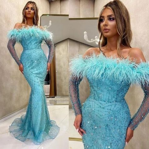 Dresses With Feathers Gowns, Ankara Flare Gowns, Cheap Evening Dresses, Long Sleeve Prom, Cute Prom Dresses, Design Dresses, African Lace, Lace Dresses, Mermaid Evening Dresses