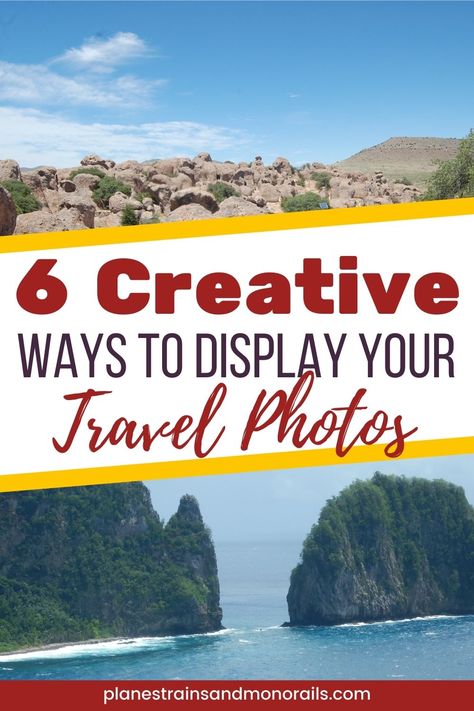 Find out some creative ways to display your travel photos so you can continue to enjoy your vacations even after arriving home. Ways To Display Travel Photos, Decorating With Travel Photos, Vacation Picture Wall Display, Displaying Vacation Photos, Display Landscape Photos, Vacation Picture Collage Ideas, How To Display Vacation Photos, Vacation Picture Display Ideas, Vacation Memories Display