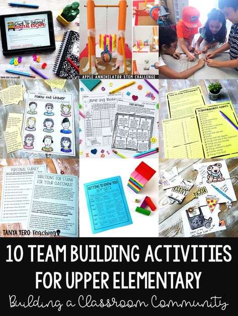 Read about 10 icebreaker and team building activities for upper elementary. These activities are perfect for back to school season or throughout the year to promote collaboration and student relationships. FREEBIES are included. #upperelementary Games For Youth, School Team Building, Teamwork Games, Youth Ministry Games, Virtual Team Building, Community Building Activities, Student Ministry, Youth Games, Kids Office