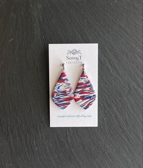 Baseball Earrings, Patriotic Earrings, Amarillo Tx, 4th Of July Celebration, Handmade Polymer Clay, Red White And Blue, Clay Jewelry, Polymer Clay Earrings, Handmade Earrings