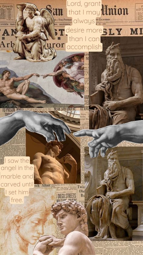 Michelangelo mood board Greek God Wallpaper Aesthetic, Fallen Angel Aesthetic, Michelangelo Paintings, Michelangelo Art, Magazine Collage, Angel Aesthetic, Marvel Wallpaper, Greek Myths, Historical Art