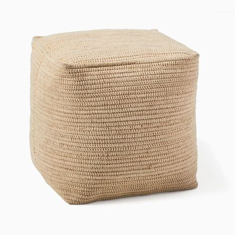 Outdoor Pillows & Cushions | West Elm Silk Pillow Cover, Outdoor Living Design, Outdoor Pouf, Leather Pouf, Outdoor Floor Cushions, Coastal Furniture, Indoor Outdoor Pillows, Pottery Barn Teen, Pool House