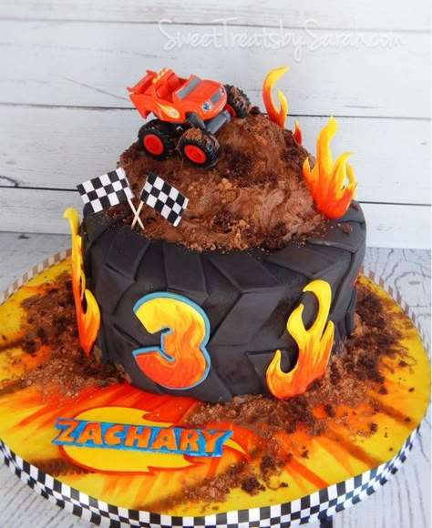 Blaze Birthday Cake #Blaze Monster Truck Birthday Blaze Monster Truck, Blaze Birthday Cake, Bolo Blaze, Blaze Cakes, Monster Truck Birthday Cake, Blaze Birthday Party, Blaze Party, Blaze And The Monster Machines Party, Monster Jam Birthday