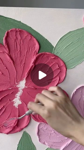 June on Instagram: "Thick-textured flower painting" Acrylic Thick Painting, Flower Texture Wall Art, Diy Flowers Painting, How To Paint Flowers With Palette Knife, Thick Acrylic Flower Painting, Modeling Clay Painting, Diy Textured Wall Art Flowers, Flower Artists Gcse, Pink Canvas Art Easy Cute