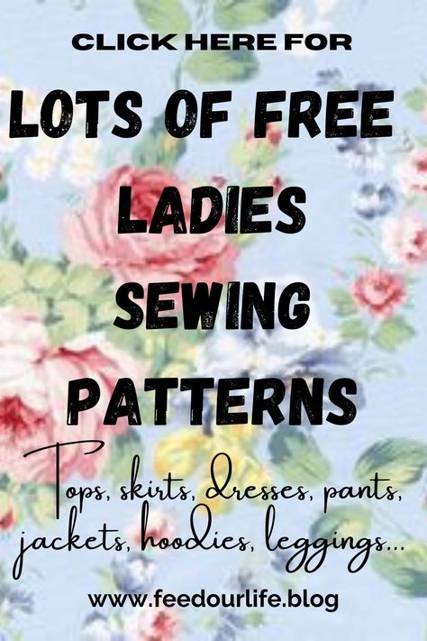 Get access to hundreds of free ladies sewing patterns in all categories. Design your wardrobe using FREE sewing patterns! #freesewingpatterns #sewingpatterns #freesewingpattern #sewingpattern #ladiespatterns #ladiesfreepatterns #ladiessewingpatterns #womenspatterns #sewingforwomen #sewingforladies #feedourlife Patterns For Clothes Women, All Free Sewing Patterns, Peppermint Magazine Free Sewing Patterns, Bohemian Sewing Patterns Free, Free Ladies Sewing Patterns, One Yard Sewing Projects Clothing, One Size Fits All Sewing Patterns, Free Women’s Sewing Patterns, Free Clothes Sewing Patterns For Women